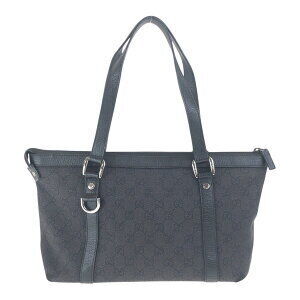 Gucci Bag Leather GG Canvas Shoulder Black Tote